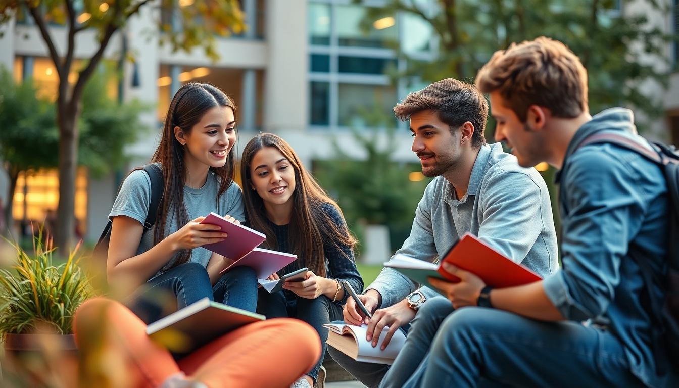 Student using a study guide to organize academic notes